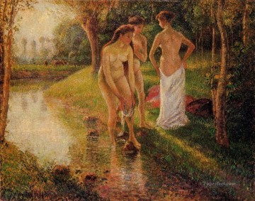 カミーユ・ピサロ Painting - 水浴びする人 1896年 カミーユ・ピサロ